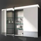 Espejo con almacenamiento de pared con 3 puertas en aluminio pintado plateado - Alfio viadurini