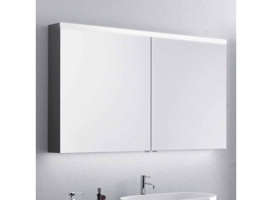 armario con espejo de baño con bañera LED con 2 puertas, diseño moderno, Carol viadurini