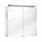 Espejo de pared de 2 puertas con luz LED y tomas de corriente - Bramo viadurini