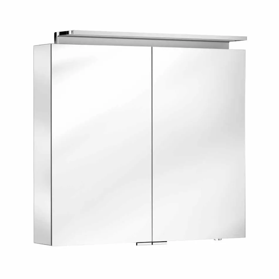 Espejo de pared de 2 puertas con luz LED y tomas de corriente - Bramo viadurini