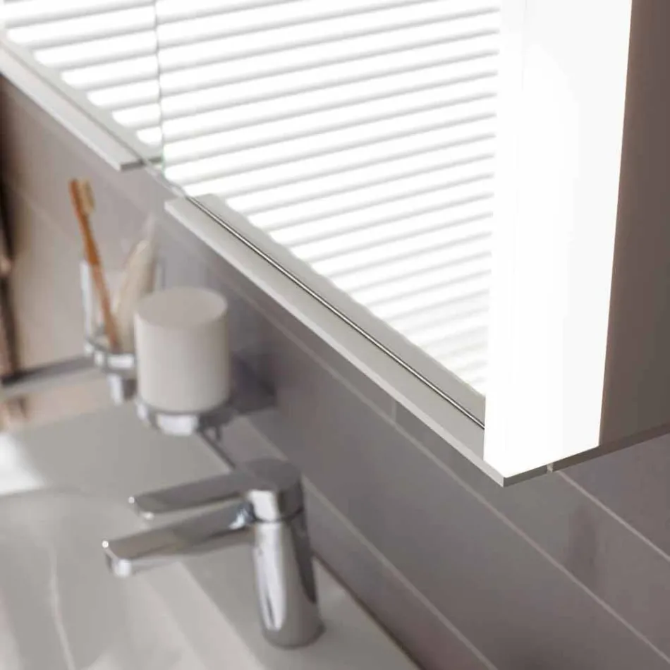 Espejo de pared de aluminio con iluminación LED - Demon viadurini