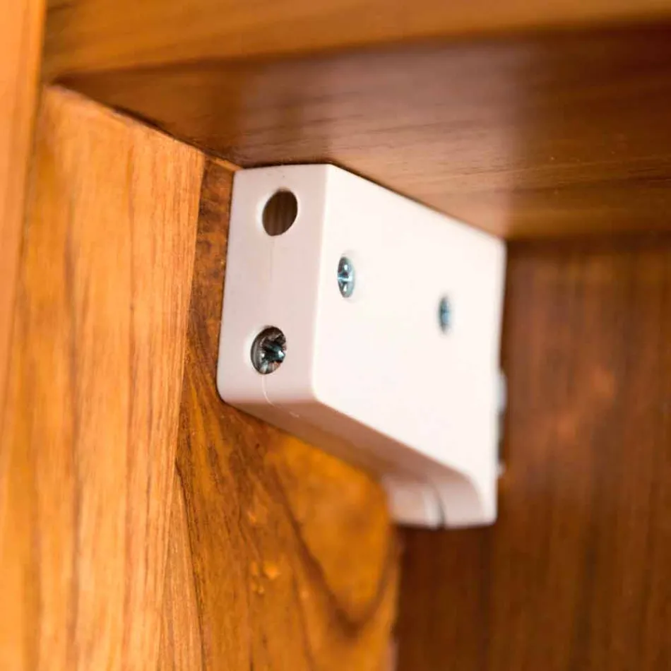 Espejo de pared de teca con estantes y cajones internos - Ralio viadurini