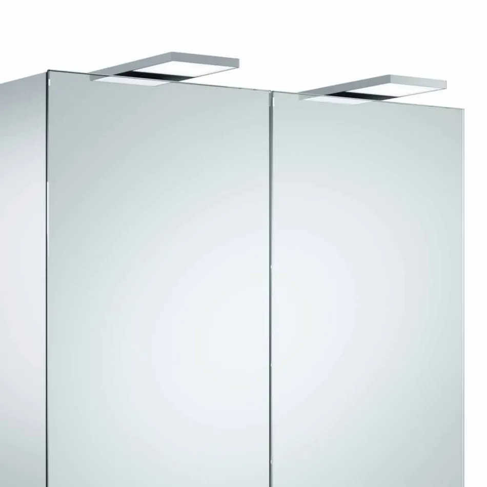 Espejo de pared moderno con 2 puertas e iluminación LED - Trinquete viadurini