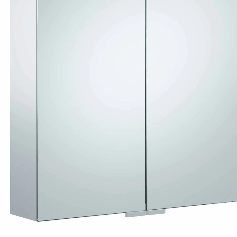 Espejo de pared moderno con 2 puertas e iluminación LED - Trinquete viadurini