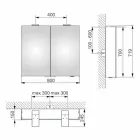 Espejo de pared moderno con 2 puertas e iluminación LED - Trinquete viadurini