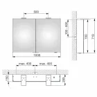 Espejo de pared moderno con 2 puertas e iluminación LED - Trinquete viadurini