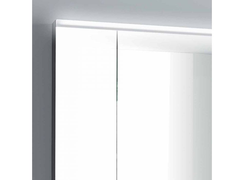 armario con espejo de iluminación LED con 3 puertas, diseño moderno, Carol viadurini