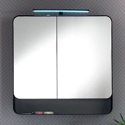 Contenedor de espejo de metal con puertas de doble espejo y luces Made in Italy - Galileo viadurini
