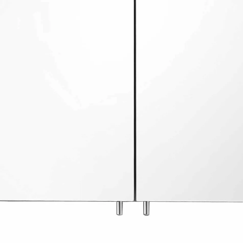 Espejo contenedor moderno con 2 puertas en aluminio pintado plateado - Alfio viadurini