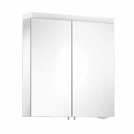 Espejo contenedor moderno con 2 puertas en aluminio pintado plateado - Alfio viadurini