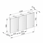 Espejo contenedor moderno con 3 puertas de cristal y 3 luces LED - Maxi viadurini