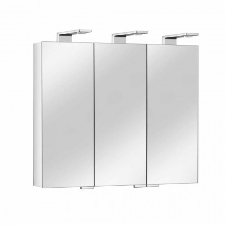 Espejo contenedor moderno con 3 puertas de cristal y 3 luces LED - Maxi viadurini