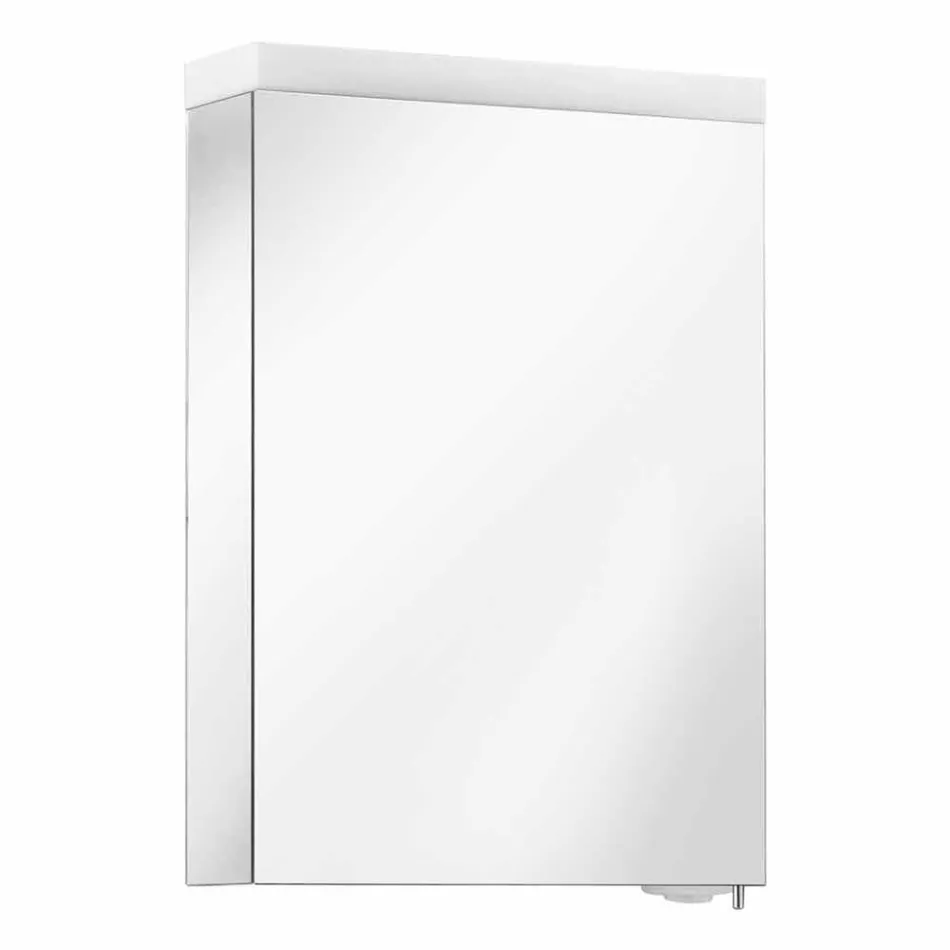 Espejo contenedor moderno con puerta batiente e iluminación LED - Alfio viadurini