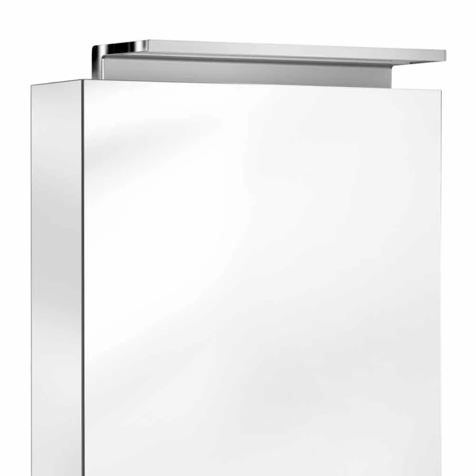 Espejo de almacenamiento moderno con estantes de cristal y luz LED - Bramo viadurini