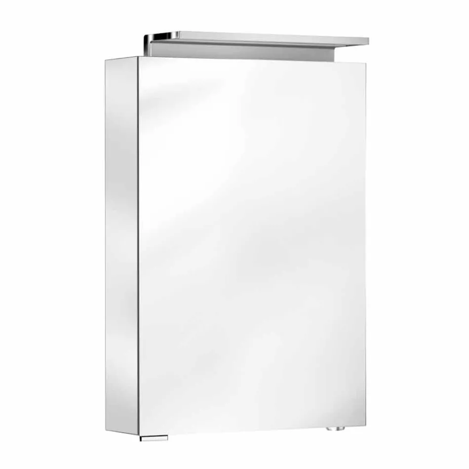 Espejo de almacenamiento moderno con estantes de cristal y luz LED - Bramo viadurini