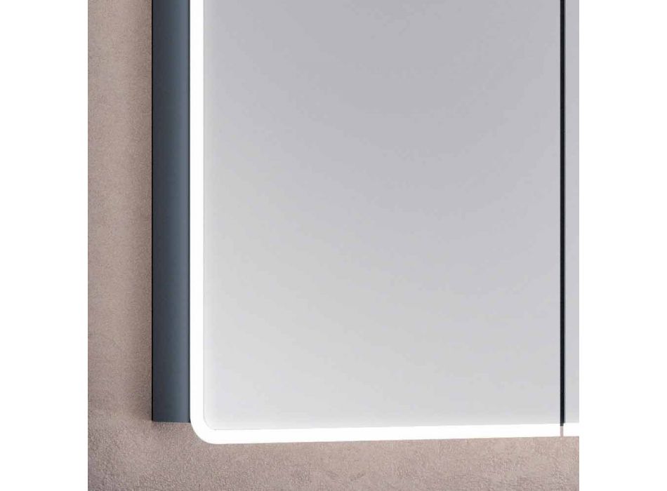 baño-espejo de pared con LED y 3 puertas, diseño moderno, Valter viadurini