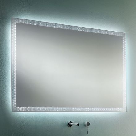 Espejo de baño con decoraciones grabadas con láser Made in Italy - Freud viadurini