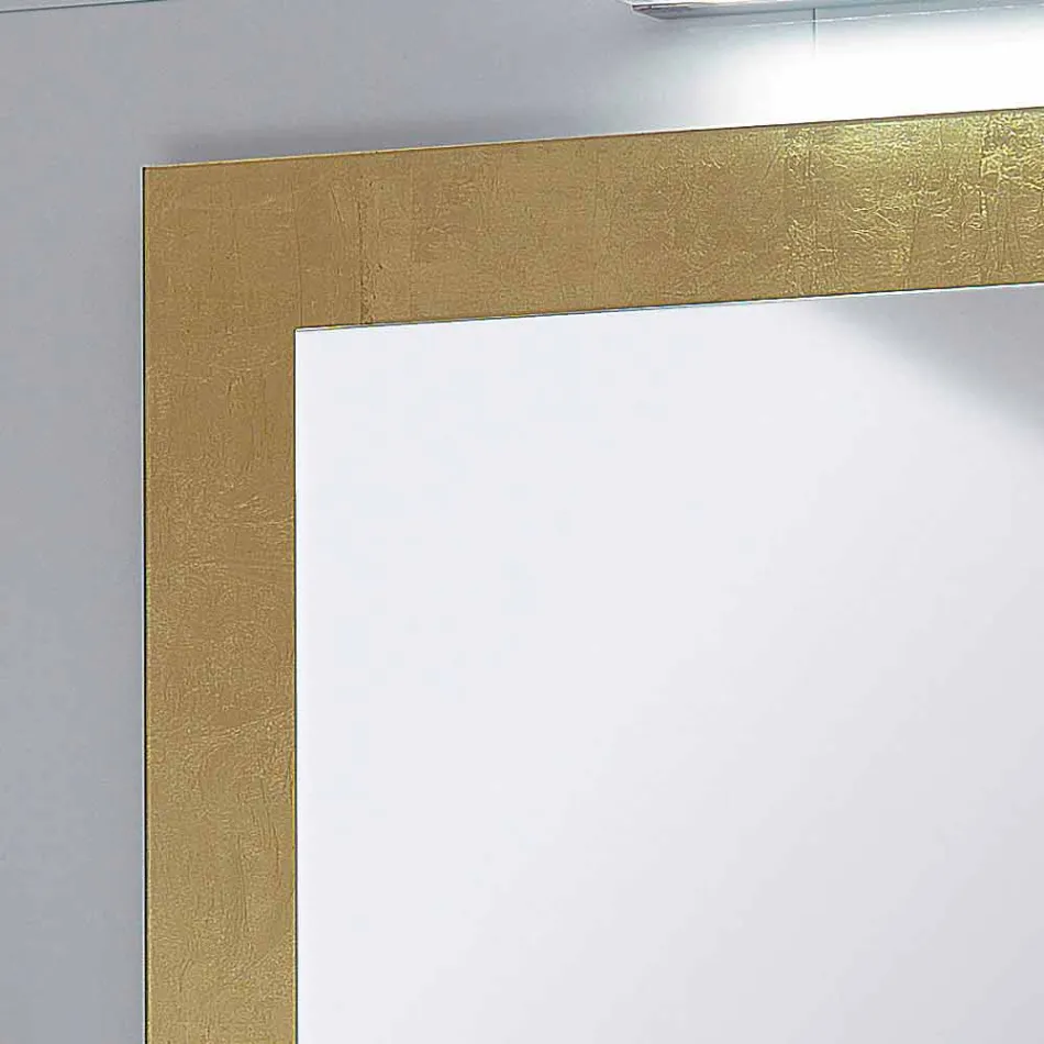 Baño marco de cristal del espejo decorado con pan de oro Pascal viadurini