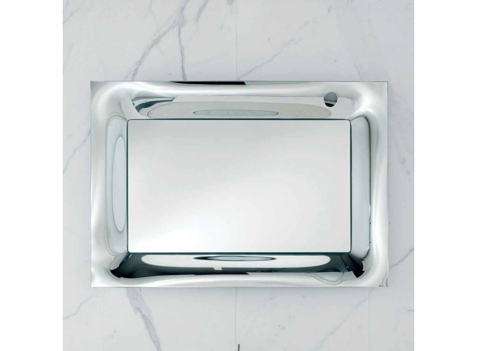 Baño marco de espejo de plata fundida de vidrio diseño moderno Arin viadurini