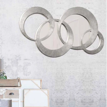 Espejo de pared con dos espejos decorados por parte Balón de Plata viadurini