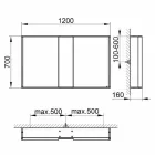 Espejo de pared moderno con 3 puertas en aluminio pintado plateado - Demon viadurini