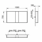 Espejo de pared moderno con 3 puertas en aluminio pintado plateado - Demon viadurini