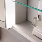 Espejo de pared moderno con 3 puertas en aluminio pintado plateado - Demon viadurini