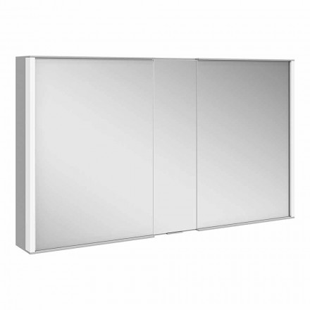 Espejo de pared moderno con 3 puertas en aluminio pintado plateado - Demon viadurini