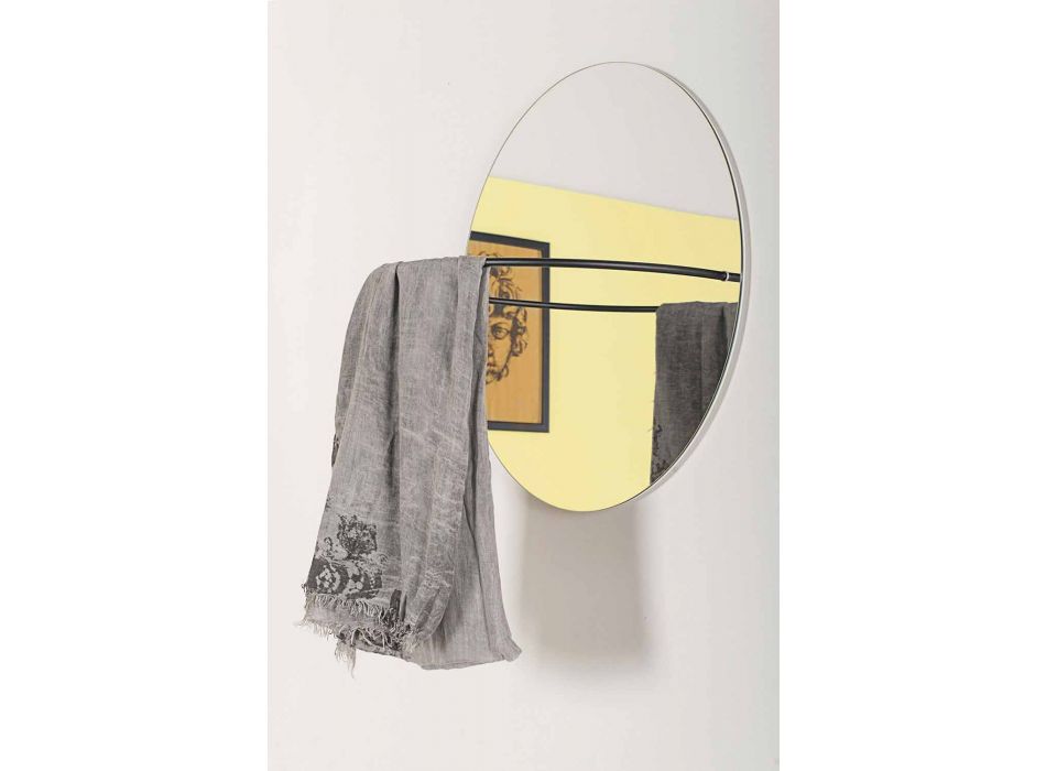 Espejo de pared con perchero de acero moderno Made in Italy - Chioccia viadurini