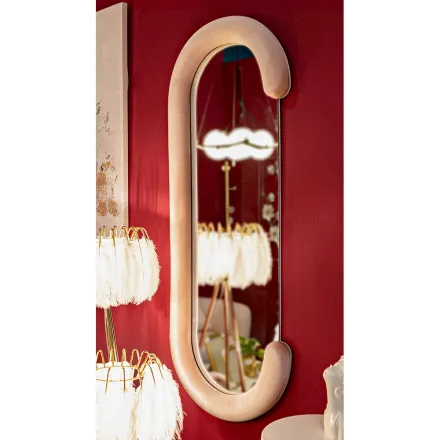 Espejo de pared en forma de C con estructura de MDF revestido de terciopelo - Micheal viadurini