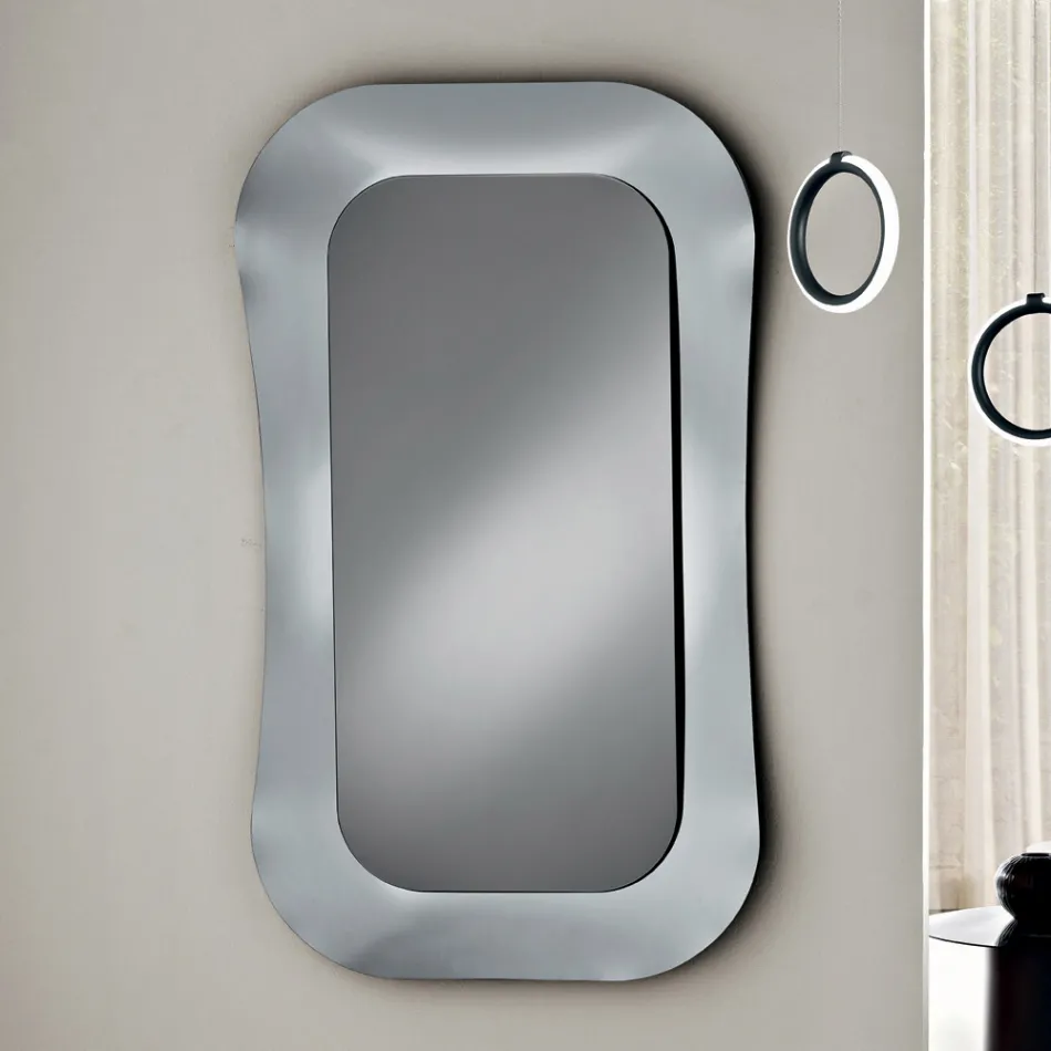 Espejo de pared con marco de cristal fusionado, fabricado en Italia - Adorado viadurini