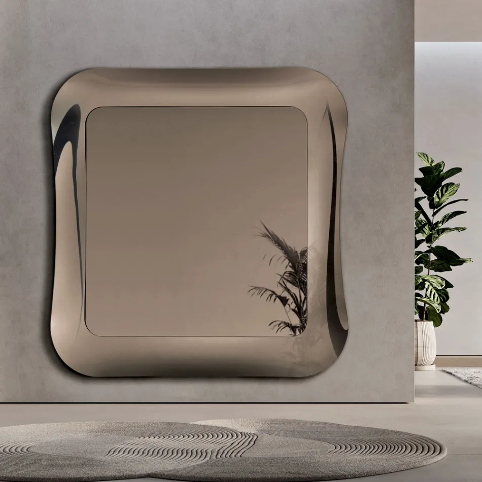 Espejo de pared con marco de cristal fusionado, fabricado en Italia - Adorado viadurini