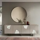 Espejo de pared Arabella con grabados, fabricado en Italia. viadurini