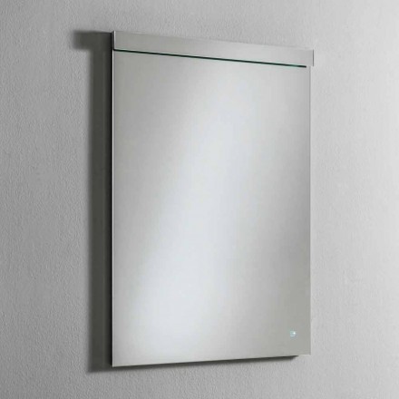 Espejo de pared con luz integrada en acero inoxidable Made in Italy - Tuccio viadurini
