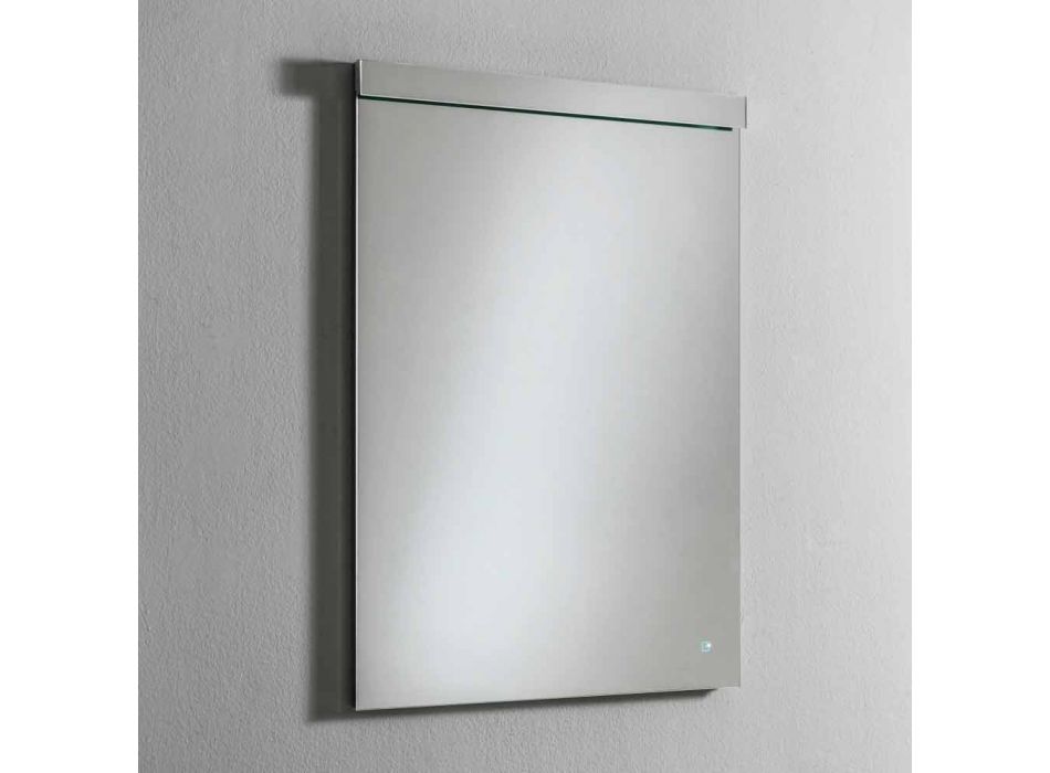 Espejo de pared con luz integrada en acero inoxidable Made in Italy - Tuccio viadurini