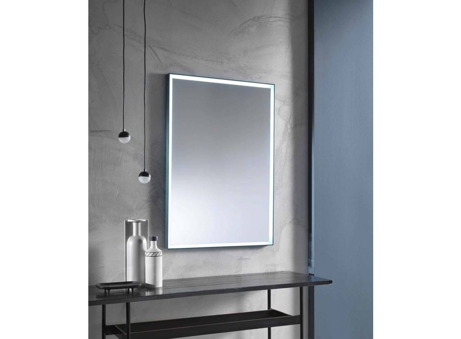 Espejo de pared con marco de aluminio y luz LED Made in Italy - Chik viadurini