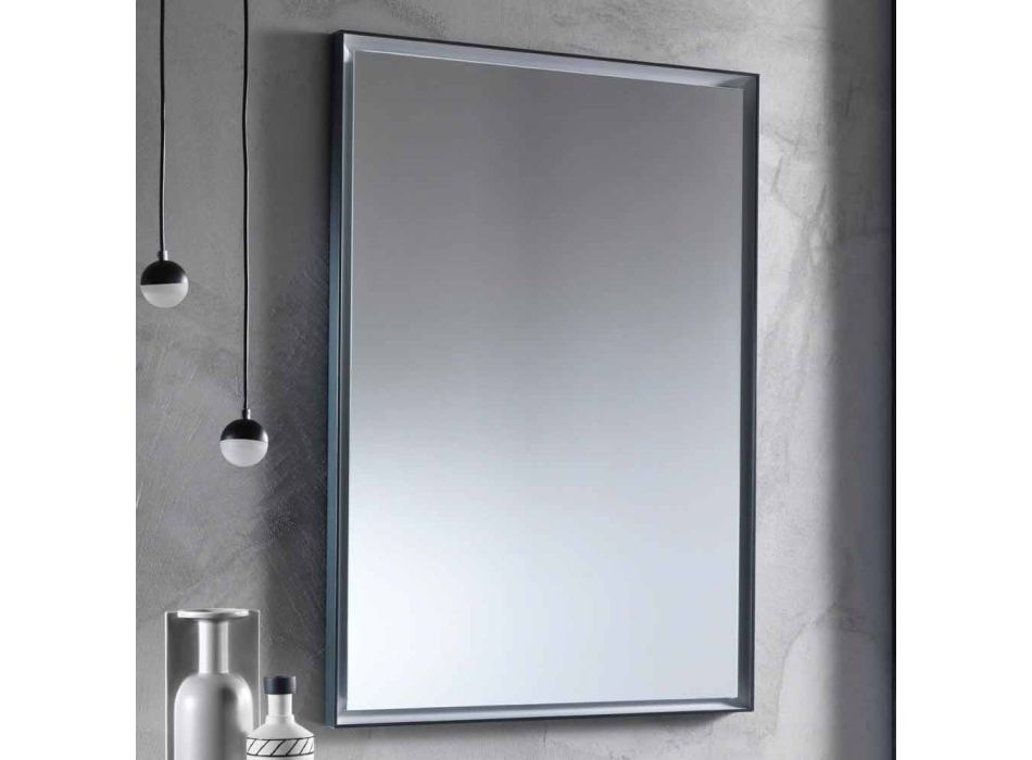Espejo de pared con marco de aluminio y luz LED Made in Italy - Chik viadurini