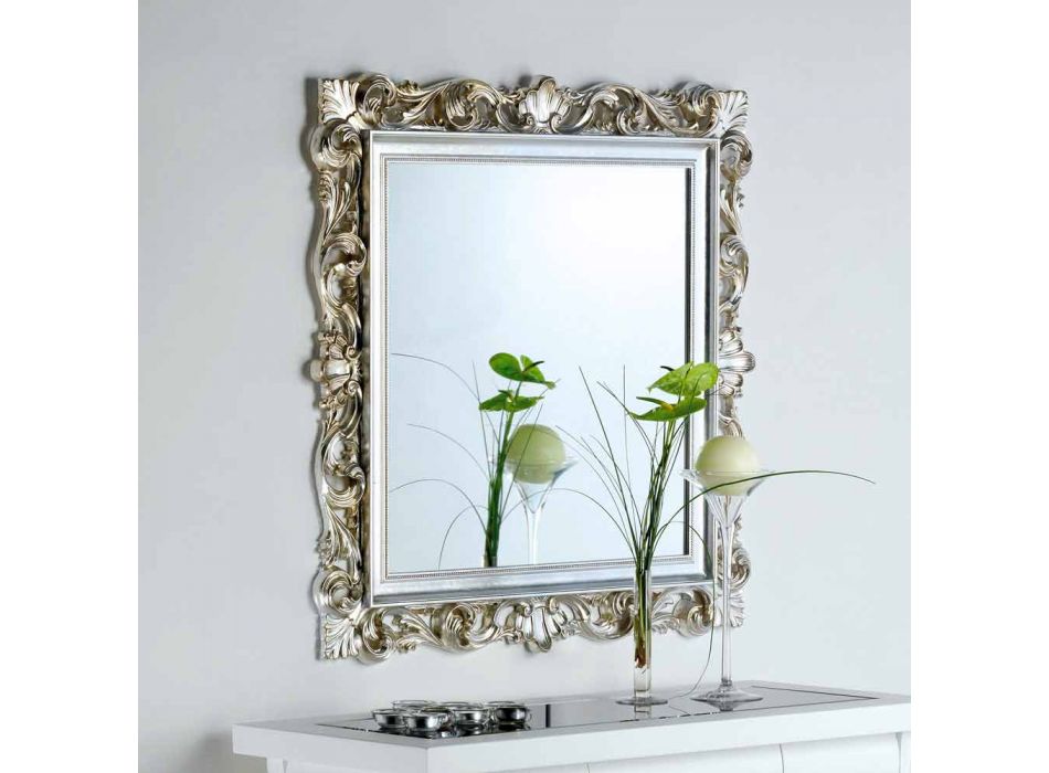 espejo de pared de diseño con marco decorado Marsy, 98x98 cm viadurini