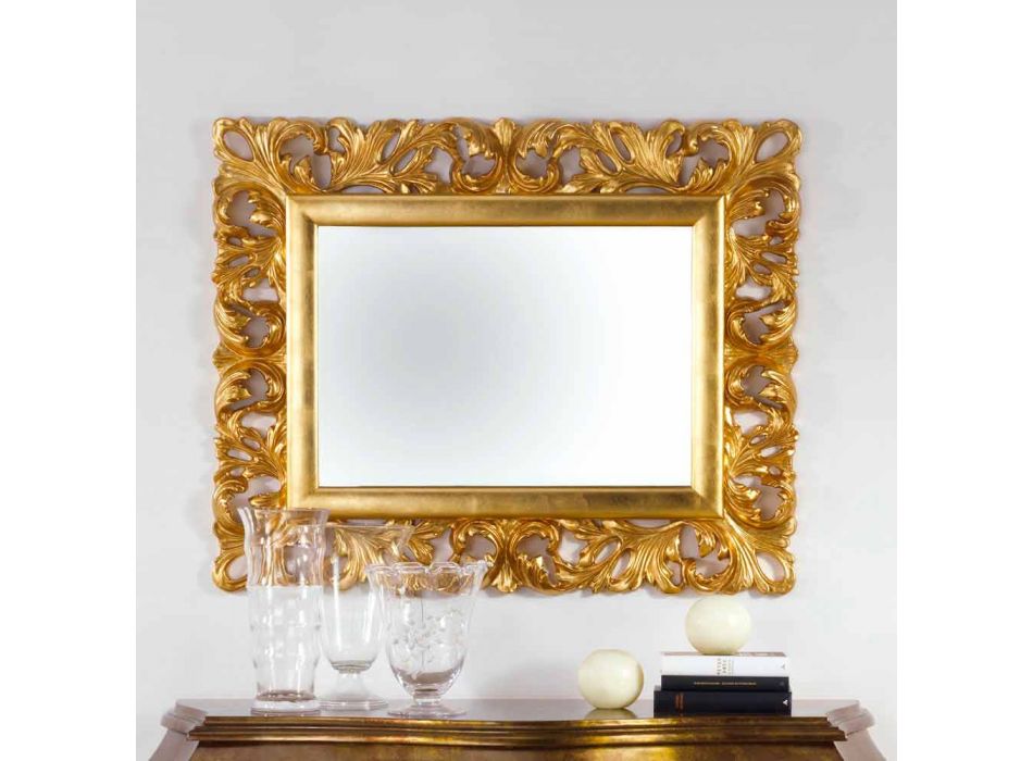 Espejo de pared de diseño final de la hoja de oro Gudin, 108x87 cm viadurini