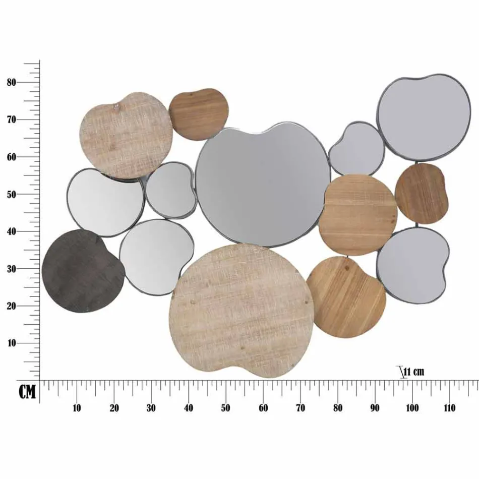 Espejo de pared de diseño moderno en madera y hierro - Ortensio viadurini