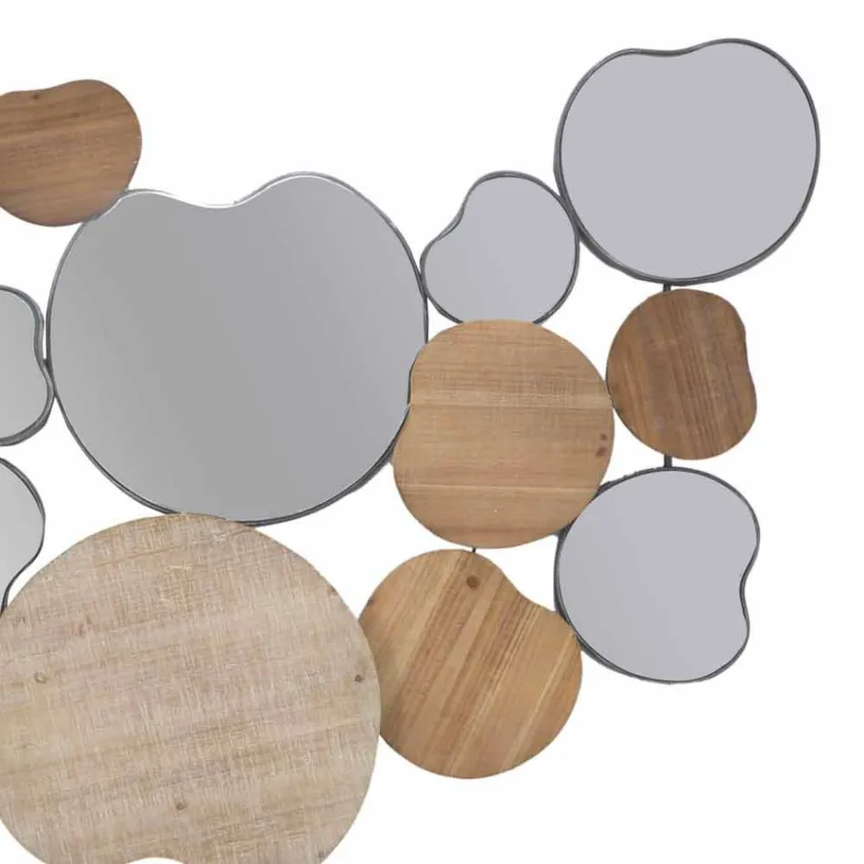 Espejo de pared de diseño moderno en madera y hierro - Ortensio viadurini