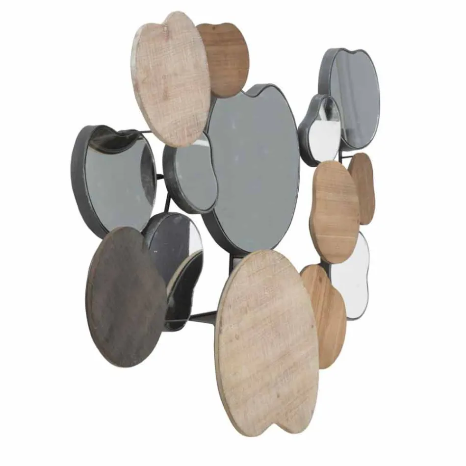 Espejo de pared de diseño moderno en madera y hierro - Ortensio viadurini