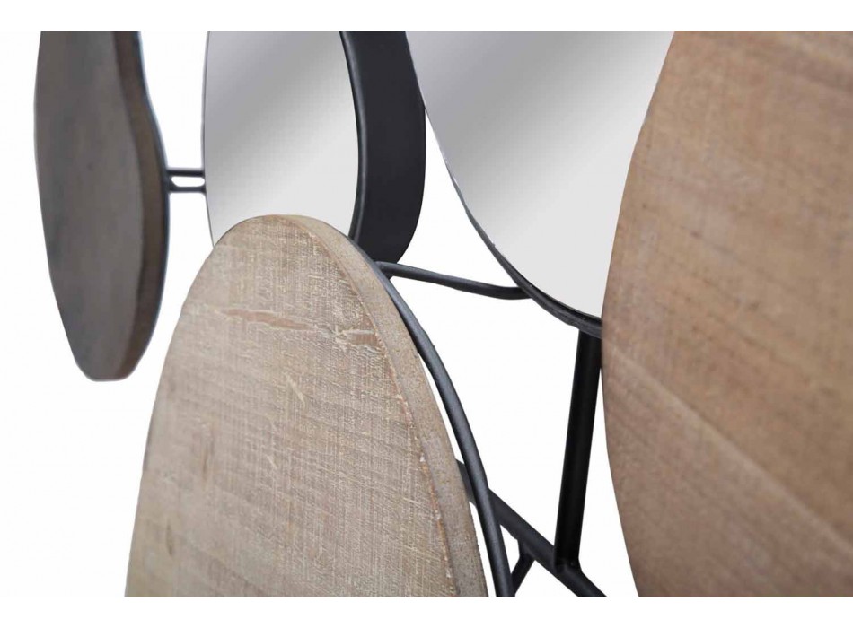 Espejo de pared de diseño moderno en madera y hierro - Ortensio viadurini
