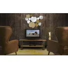 Espejo de pared de diseño moderno en madera y hierro - Ortensio viadurini