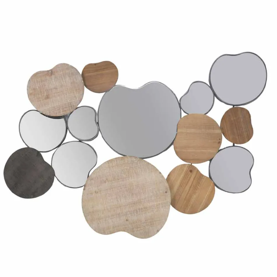 Espejo de pared de diseño moderno en madera y hierro - Ortensio viadurini