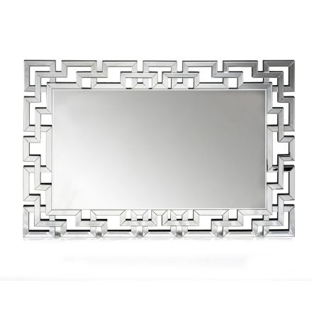 Espejo de pared en Mdf y vidrio plateado con marco en forma - Avolo viadurini