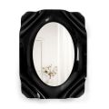 Espejo de pared Maelia de plexiglás negro con drapeado, fabricado en Italia.