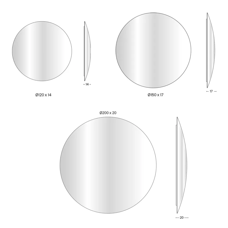 Espejo de Pared en Vidrio Curvo Convexo en Diferentes Acabados - Luz viadurini