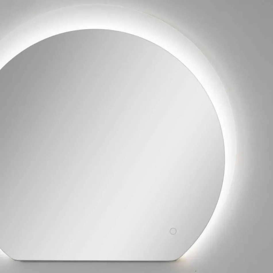 Espejo de pared moderno con detalle arenado y LED Made in Italy - Rialto viadurini