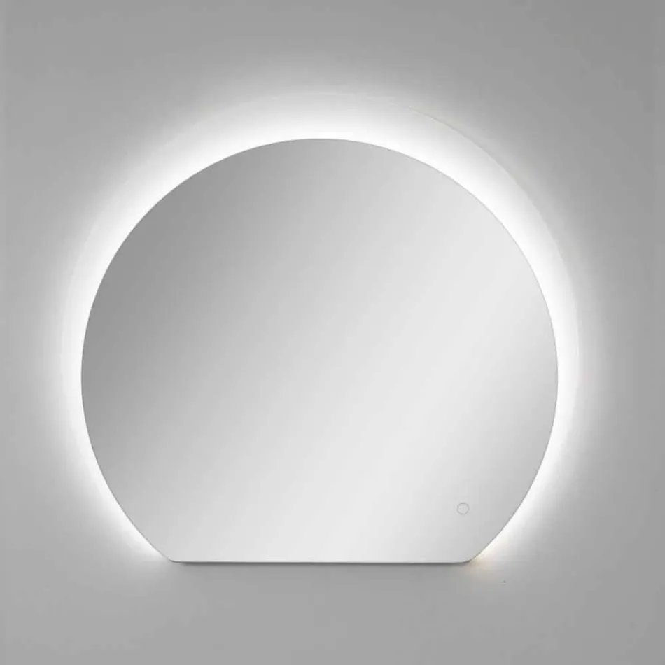 Espejo de pared moderno con detalle arenado y LED Made in Italy - Rialto viadurini